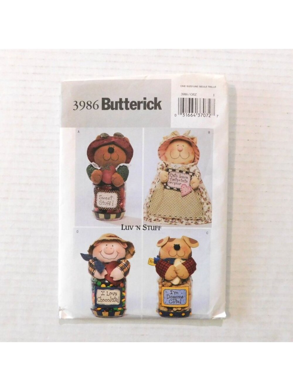 Butterick 3986 Luv N Stuff 2003 Sewing Pattern Jar Covers Uncut